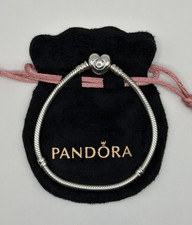 Genuine Pandora Love Heart Clasp Snake Bracelet 19cm S925 ALE