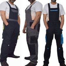 Bib and Brace Overalls Heavy Duty Work Trousers Dungarees Knee Pad Pockets UK