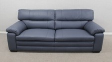 Furniture Village Cozee Blue Leather Static 3 Seater Sofa