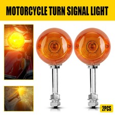 2X Chrome Motorcycle Turn Signals Bullet Blinker Indicator Light Amber Lamps 12V