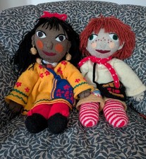 Vintage Knitted Rosie and Jim. Approximately 19 Inches Tall. Very Good Condition