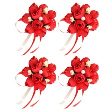  4pcs Wedding Bridal Brooch Wrist Flowers Artificial Flower Bracelet Dancing