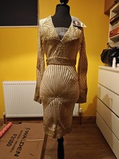 Goddiva by Stephanie Pratt golden sequin Dress Size S BNWT