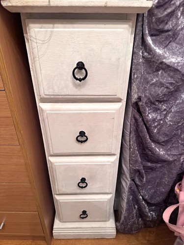 White painted wood - white, tall