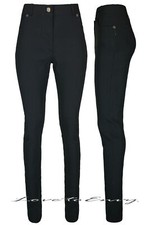 Ladies High Waisted Trousers Good Quality Black School Work Stretch Skinny Pants
