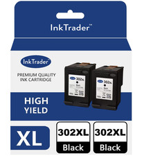 Refilled HP 302XL Black Ink x2