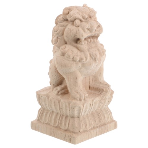 Solid wood lion sculpture - lion,