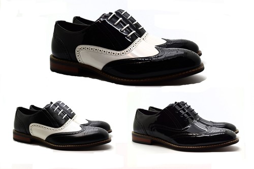 Mens two tone brogue patent - tone,
