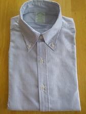 NWOT Brooks Brothers Blue University Stripe Button Down 15-34 Milano MSRP $140