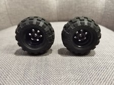Lego 2x 56mm x 26mm Genuine Technic Chunky Black Tyres Wheel Rims Tires