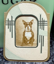 Vintage Photobooth Photo Boston Terrier Dog Paper Frame 1930s