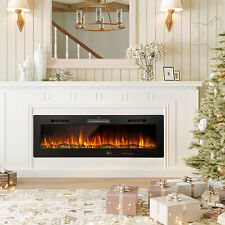 40/50/60" Insert/Wall Mounted Electric Fireplace with LED Flame Heater 10 Color