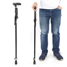 Aluminum Alloy Folding Elderly Walking Stick Cane Crutch With Light For Clim HOT