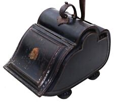 Antique Victorian C1850 Japanned steel coal scuttle box or purdonium