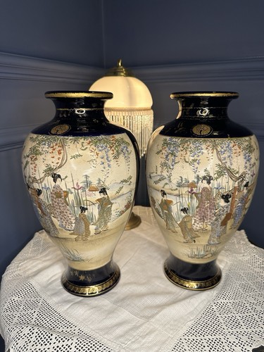 Pair antique japanese satsuma - pair,