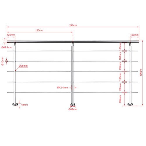 Stainless steel handrail - steel,