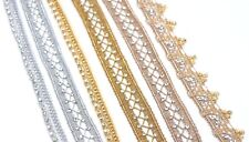 FCL 2Y Metallic colors Rhinestone Zari Lace Trim Edging border SewOn Embellish
