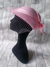 Vintage 1980's Pastel  Pink Equestrian Bird Cage Veil Pill Box Bow Back Hat