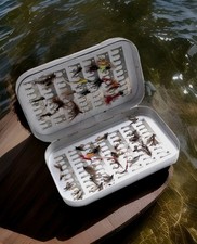 Richard Wheatley SILMALLOY Fly Box 6" x 3.5" x 1" + X44 Scottish Wet Trout Flies
