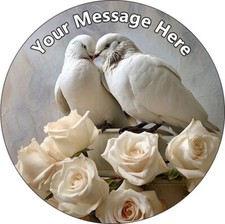 White Doves Personalised Cake Toppers Edible Icing Wafer Decor Party Animal Cute