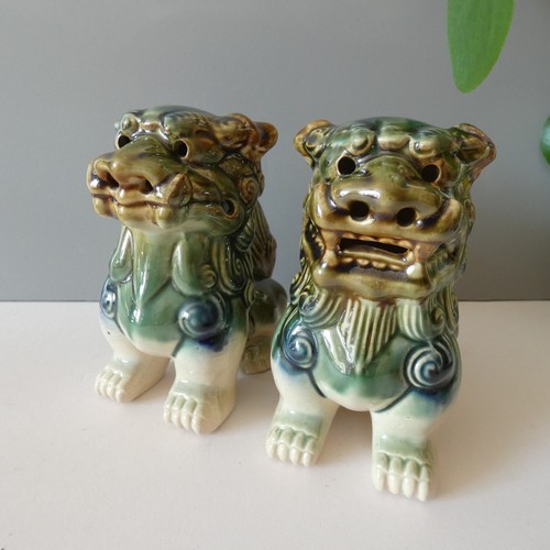 Chinese foo dogs blue green - chinese,
