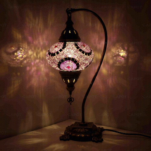 Pink turkish mosaic table lamp - mosaic,