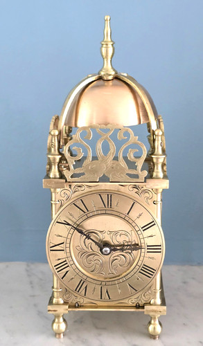 Antique brass lantern clock - brass,