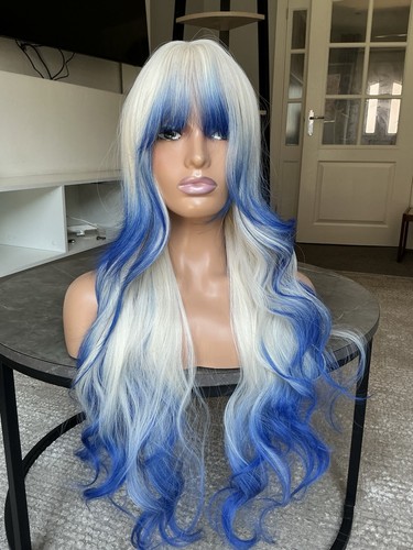 Blue wig synthetic cosplay - blue,