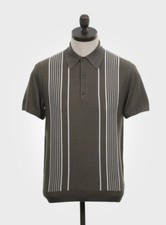 Art Gallery Clothing Style  Mod Knitted Polo Shirt TONY Ivy Green