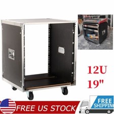 12U Universal Steel Open Rack Cabinet Movable Audio Equipment Storage Case 19in