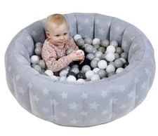 Velvet Soft Baby Ball Pit Pool Round Plus 30 Soft Balls Play Kids Play Game|