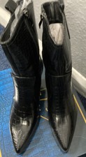 Ladies  BNIB Sergio Todzi black cowboy style boots. size 39 mock croc