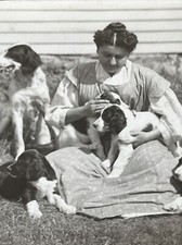 2 Vintage RPPC 1 With Springer Spaniel Pups And 1 With Lady And S S Pups