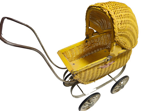Vintage wicker doll - doll, pram