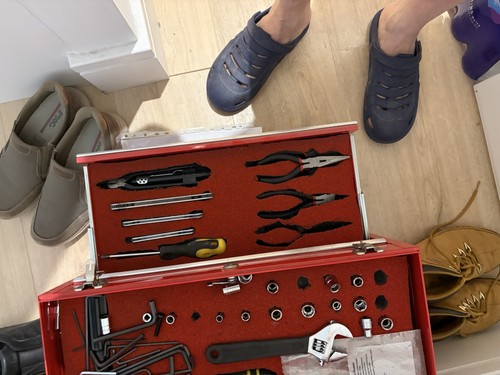 Metal toolbox sold with all - with,