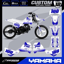 YAMAHA PW 50 GRAPHICS KIT PEEWEE 50 GRAPHICS MINI BIKE GRAPHICS BLOCK WHI/BLU