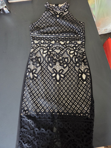 Black white floral lace - white,
