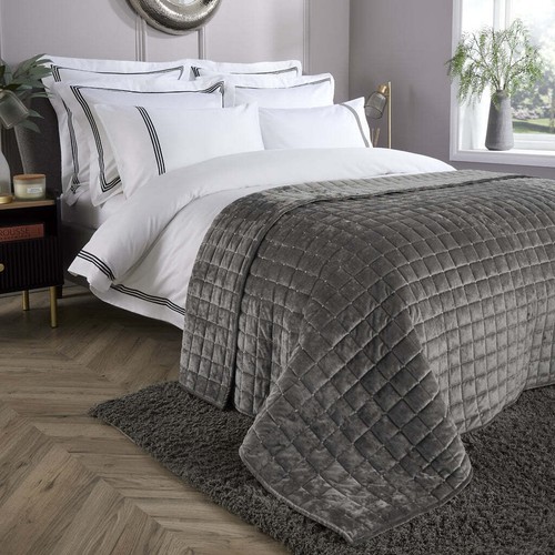 Grey quilted velvet - velvet, double