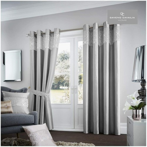Faux silk eyelet curtains - silk,