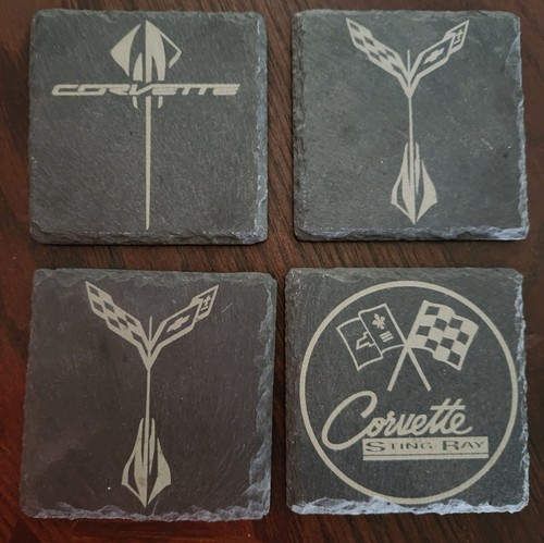 Corvette club slate coasters - club,