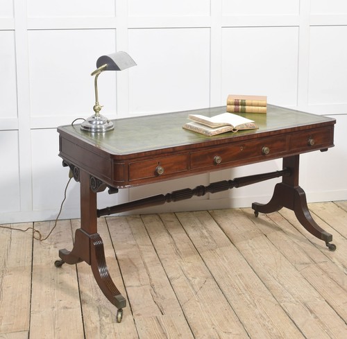 Regency mahogany library table - library,