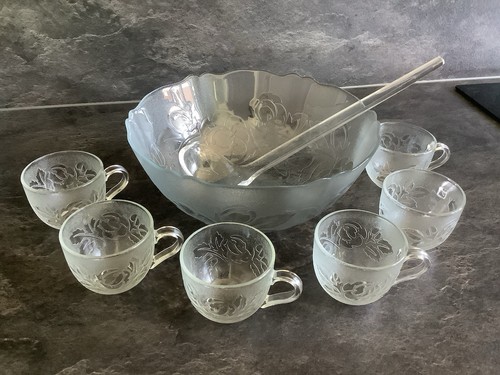 Arcoroc punch bowl six cups - arcoroc,