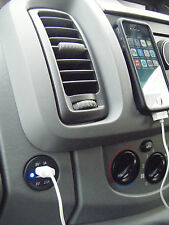 VAUXHALL VIVARO RENAULT TRAFIC VAN DASHBOARD TWIN USB  PHONE CHARGER B/LED 12V