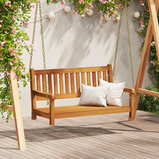 Garden Swing Bench Brown 119x35x47cm Solid Acacia Wood Outdoor Seating Furniture