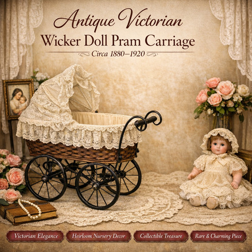 Antique victorian wicker doll - antique,