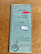 Lambretta verde mela SX 150 documenti carta di circolazione inglese originale