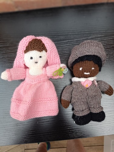 Hand knitted wedding dolls - hand,