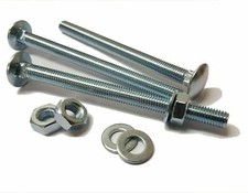 M10 / 10mm COACH BOLTS CUP SQUARE CARRIAGE BOLT SCREWS WITH HEX NUTS WASHER ZINC