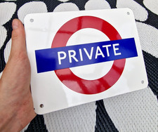 London Underground ' Private 8.5" London Tube Sign ' Retro Enamel Porcelain ***