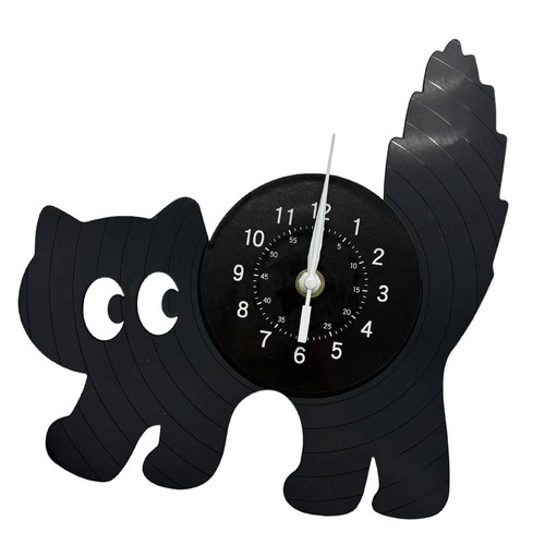 Cartoon black cat wall - wall, clock